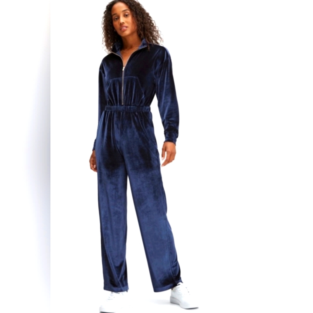 FABLETICS Velour Zip-Up Wide Leg Onesie